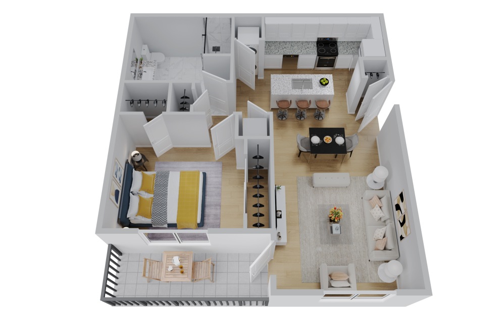 A2 - 1 bedroom floorplan layout with 1 bathroom and 754 square feet